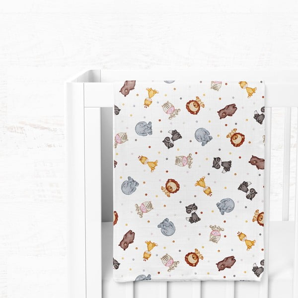 Fehér muszlin gyerek takaró 75x100 cm Zoo – Mijolnir-image-3