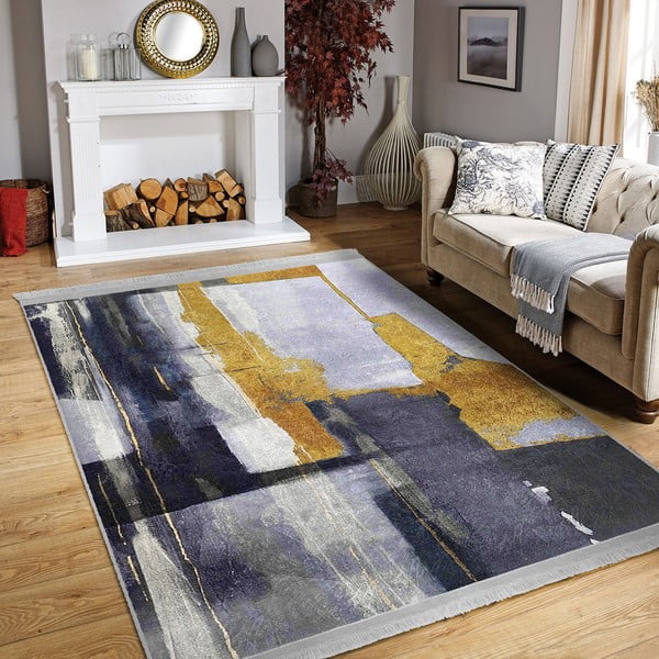 Sárga-sötétkék mosható szőnyeg 80x150 cm Unique – Mila Home-image-4