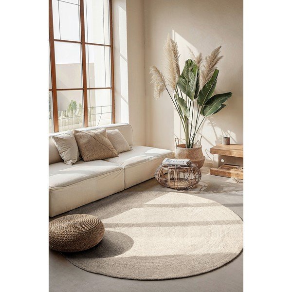 Krémszínű kétoldalas-kézi szövésű juta kerek szőnyeg ø 100 cm Braided – Hanse Home-image-1