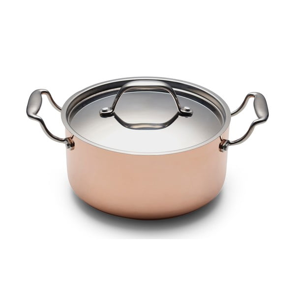 Indukciós tűzhelyhez alkalmas rozsdamentes acél-réz edény fedővel 3 l – Blomsterbergs