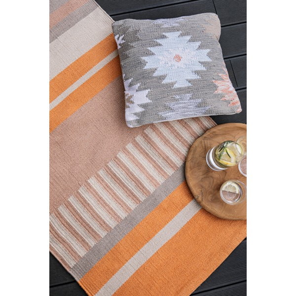 Bella bézs-narancssárga kétoldalas kültéri szőnyeg újrahasznosított műanyagból, 120 x 180 cm - Green Decore-image-1