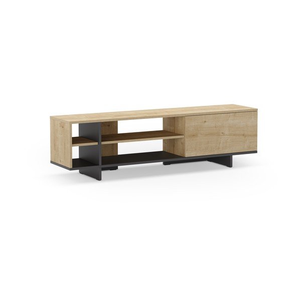 Natúr színű TV-állvány tölgyfa dekorral 160x44 cm Cequoia – Marckeric-image-2