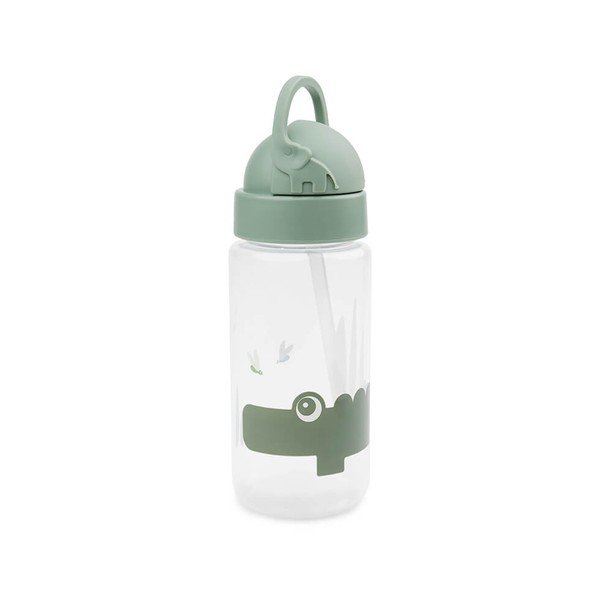Zöld gyerek ivópalack szívószállal 350 ml Croco - Done by Deer