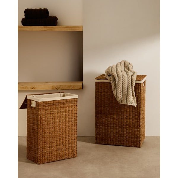 Natúr színű rattan szennyeskosár szett 2 db-os Indali – Kave Home-image-1