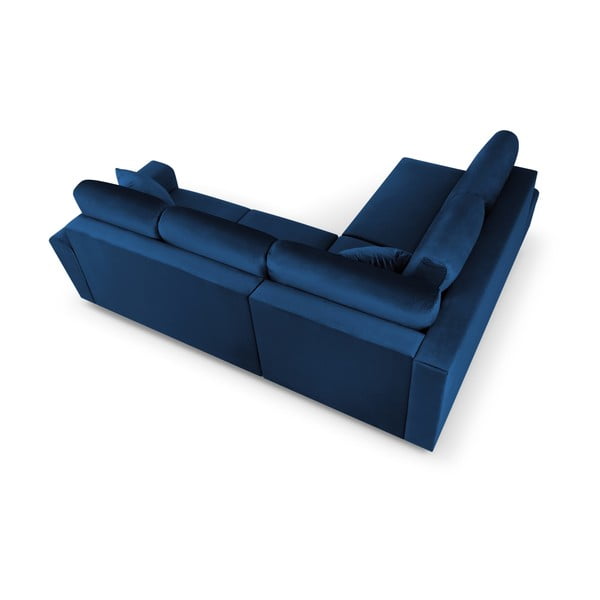 Kék bársony kinyitható tárolóhelyes sarokkanapé (bal oldali-L alakú) Kyoto – Cosmopolitan Design-image-4