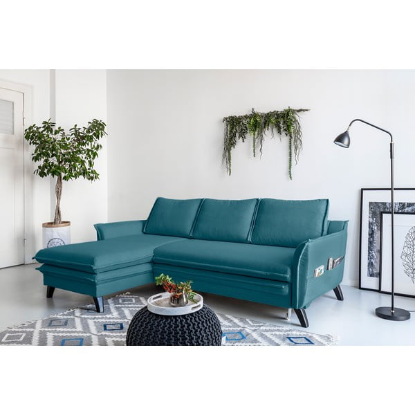 Charming Charlie türkiz kinyitható sarokkanapé, bal oldali - Miuform-image-1