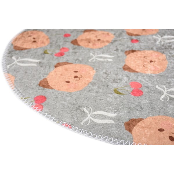 Szürke-barna mosható gyerek szőnyeg ø100 cm Cute Teddies – Vitaus-image-2