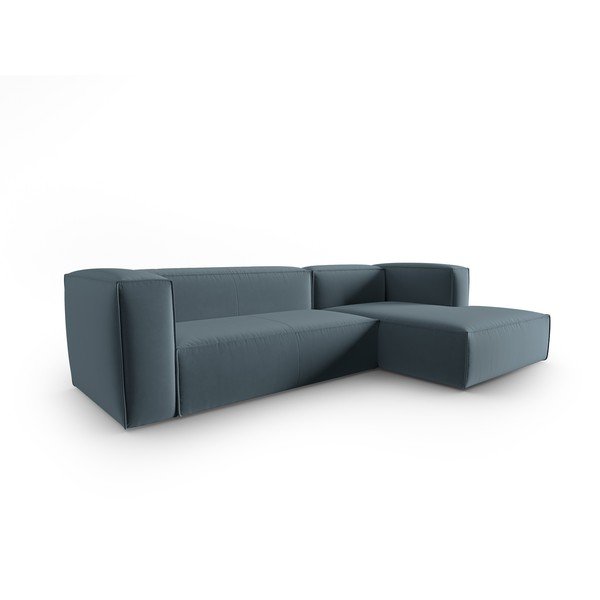 Kék bársony sarokkanapé Mackay – Cosmopolitan Design-image-2