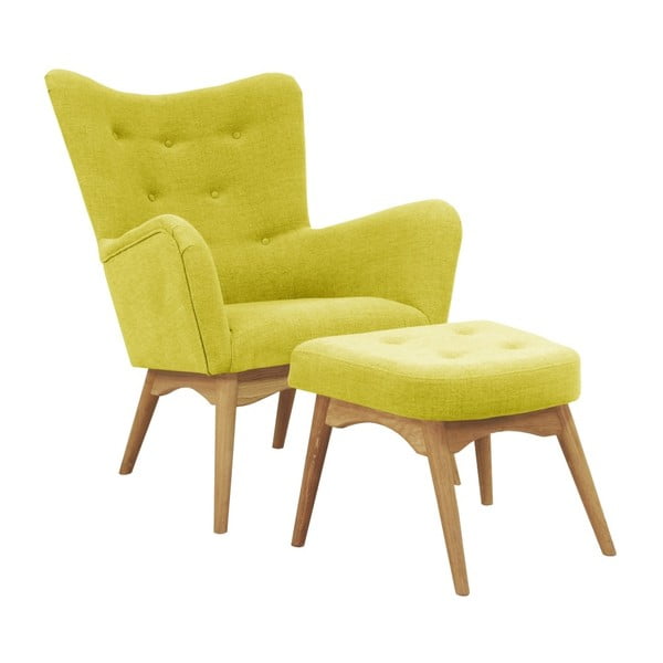 Karl sárga fotel és lábtartó - Helga Interiors