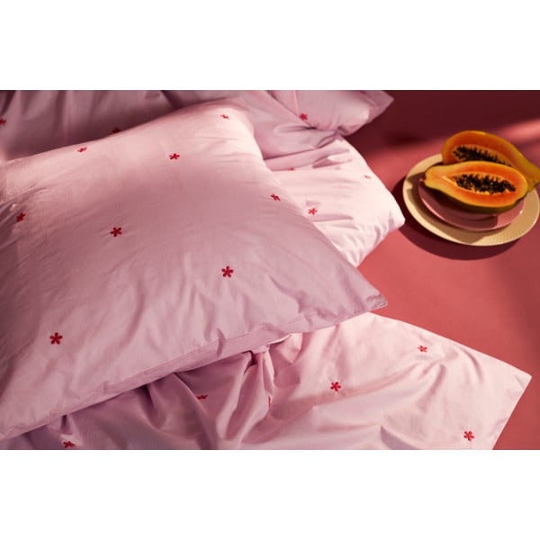 Rózsaszín egyszemélyes pamut-perkál ágyneműhuzat 140x200 cm Daisy – JUNA-image-1