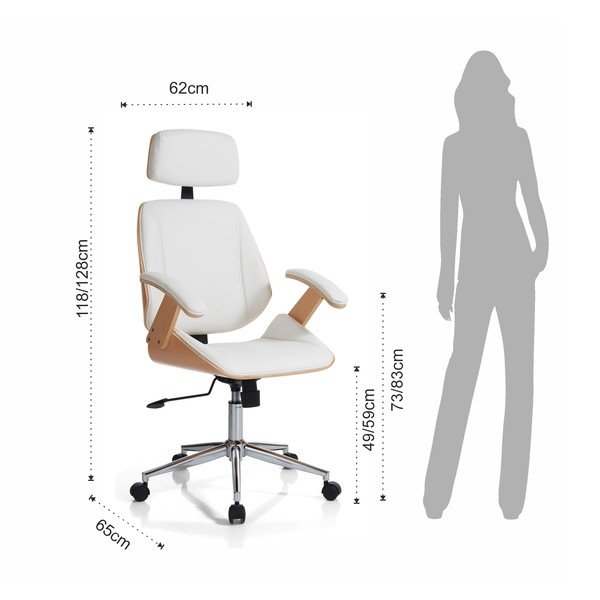 Fehér bőrutánzat irodai szék Visby – Tomasucci-image-4