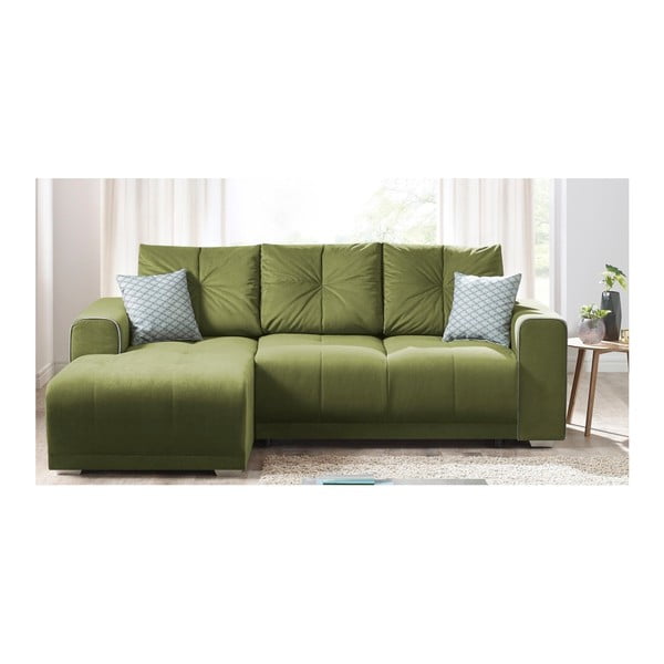 Lisbona zöld kinyitható kanapé, bal sarok - Bobochic Paris