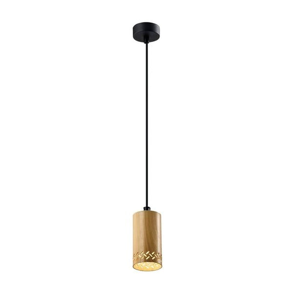 Fekete függőlámpa fa búrával ø 7 cm Tubo – Candellux Lighting
