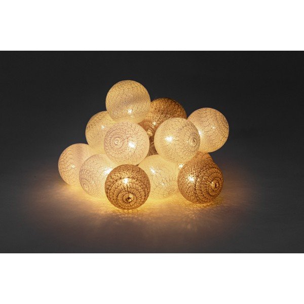 Bézs LED fényfüzér, 15 gömbbel - LUKKA-image-1