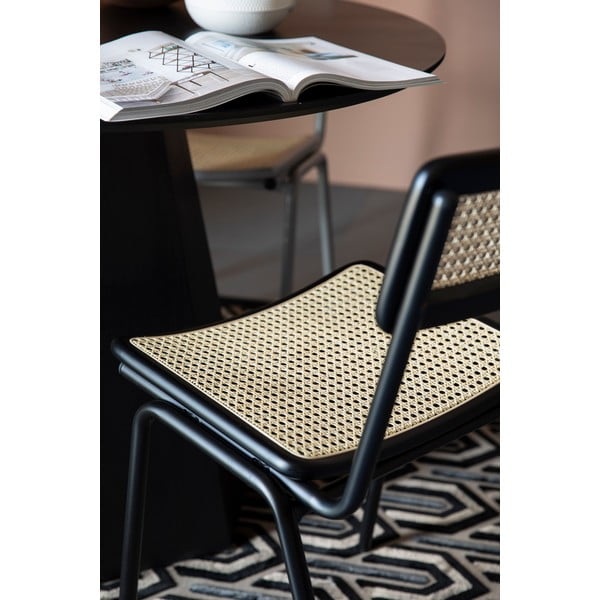 Fekete rattan étkezőszék szett 2 db-os Jort - Zuiver-image-2