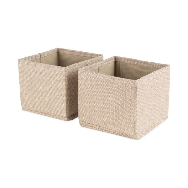 Bézs textil tárolódoboz szett 2 db-os 14x12x12 cm Sandy – Compactor