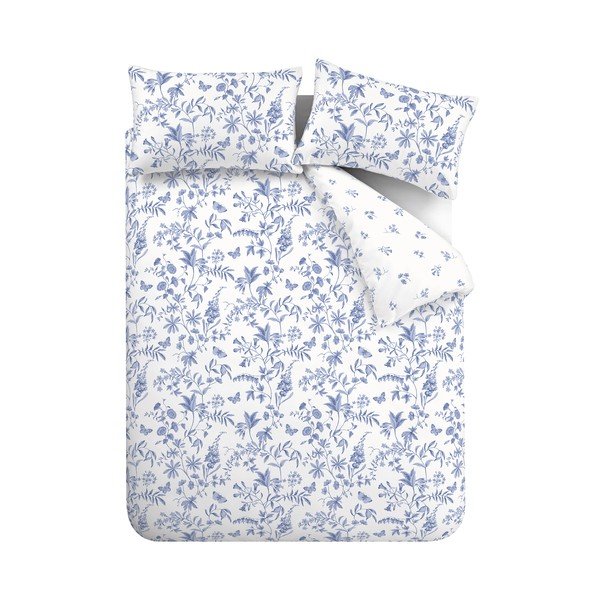 Kék egyszemélyes pamut-perkál ágyneműhuzat 135x200 cm Thea Floral – Bianca