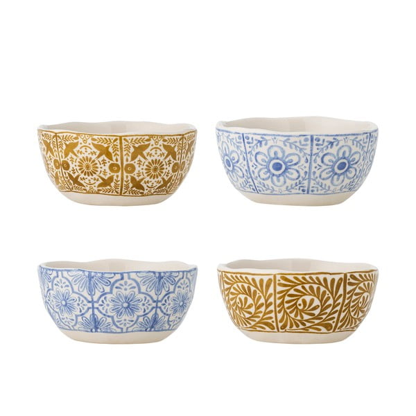Kék-narancssárga kőedény tálka szett 4 db-os 200 ml Milton – Bloomingville