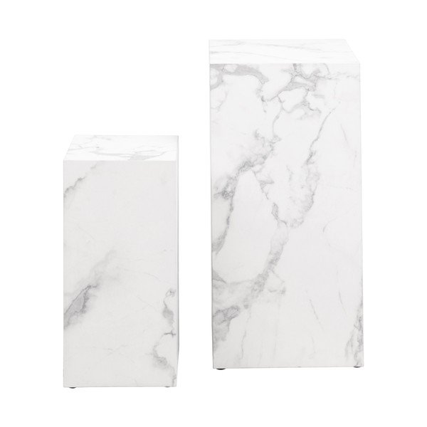 Fehér dohányzóasztal szett márvány dekorral 2 db-os 35x35 cm Dice – Actona