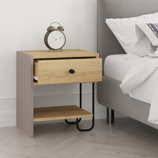 Éjjeliszekrény tölgyfa dekorral Saturne – Marckeric-image-2