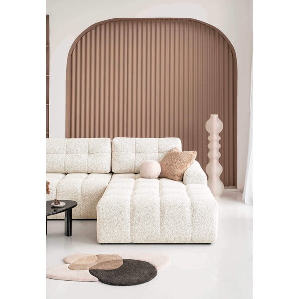 Krémszínű kinyitható tárolóhelyes moduláris sarokkanapé (jobb oldali) Lulu – Miuform-image-2