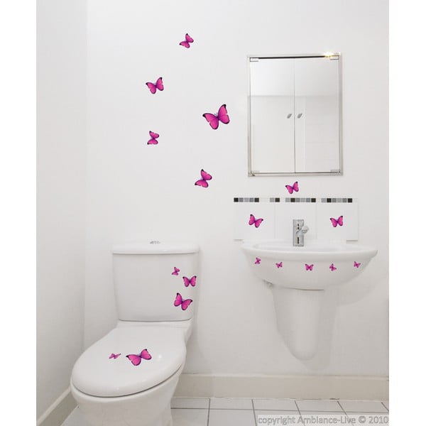 Pink Butterflies 18 darabos öntapadós falmatrica szett - Fanastick