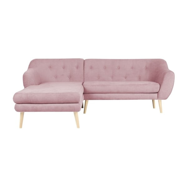 Sicile világos rózsaszín kanapé baloldali fekvőfotellel - Mazzini Sofas