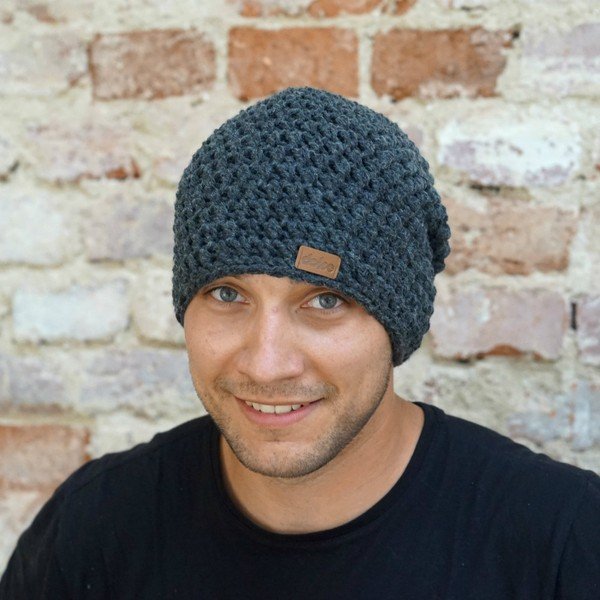 Night sötétszürke kézzel horgolt sapka - DOKE-image-1