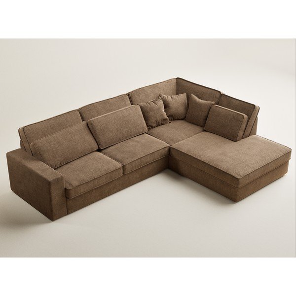 Világosbarna zsenília sarokkanapé (jobb oldali-L alakú) Kirou – Maison de Rêve-image-3