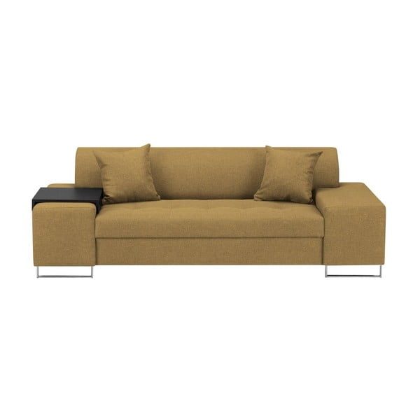 Orlando mustársárga kanapé, ezüstszínű lábakkal, 220 cm - Cosmopolitan Design