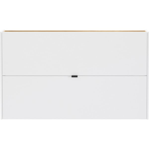 Fehér billenő ajtós függő cipőtartó tölgyfa dekorral 140x83x18 cm Ameca – Germania-image-3