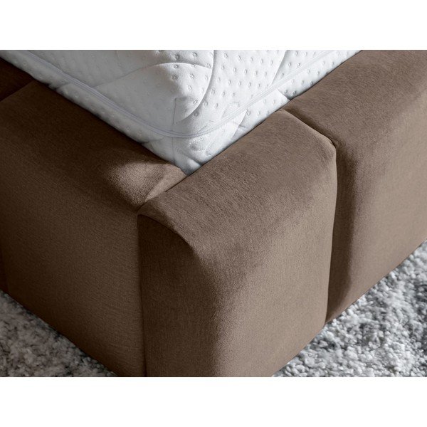 Világosbarna kárpitozott ágyneműtartós franciaágy ágyráccsal 160x200 cm Lamica – ELTAP-image-3