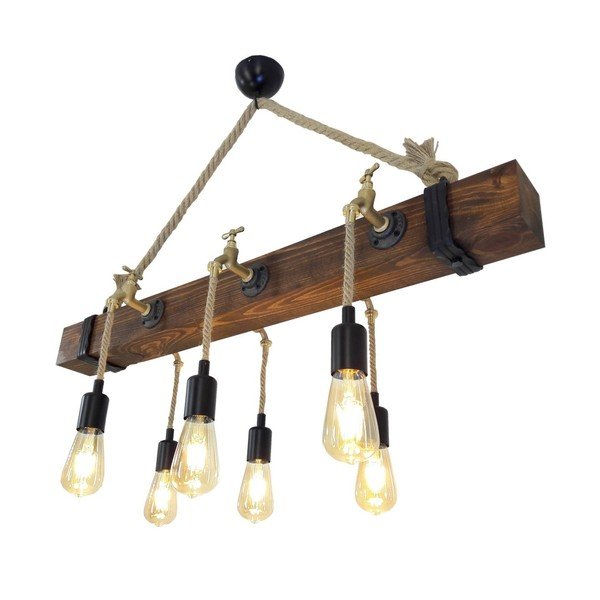 Kutuk fa mennyezeti függőlámpa, 6 izzóval-image-1