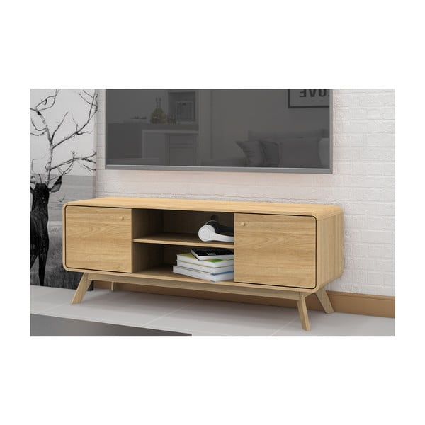 Natúr színű TV-állvány tölgyfa dekorral 140x53 cm Cassie - Støraa-image-4