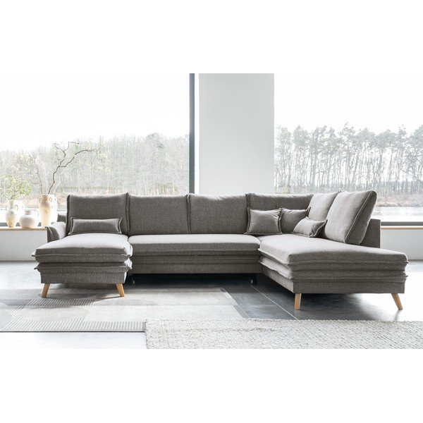 Szürke kinyitható sarokkanapé (jobb oldali-U alakú) Charming Charlie – Miuform-image-1