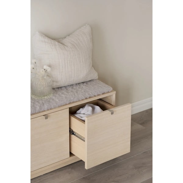 Szürke-natúr színű ülőkés cipőtartó tölgyfa dekorral Confetti – Rowico-image-3