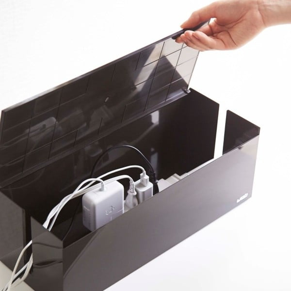 Web Cable Box fekete-barna doboz töltőknek- YAMAZAKI-image-3
