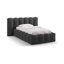 Antracitszürke kárpitozott ágyneműtartós egyszemélyes ágy ágyráccsal 90x200 cm Lupine – Micadoni 