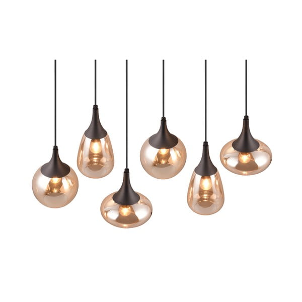 Fekete-narancssárga függőlámpa üveg búrával Lumina – Trio-image-1