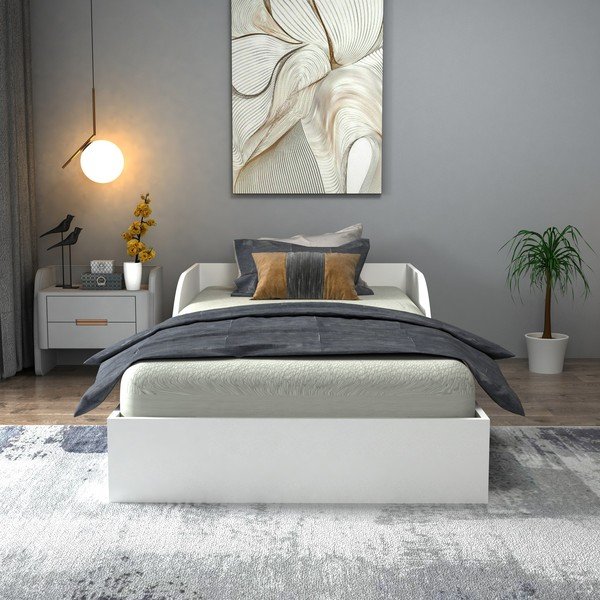 Fehér egyszemélyes ágy 90x190 cm Oya – Kalune Design-image-3