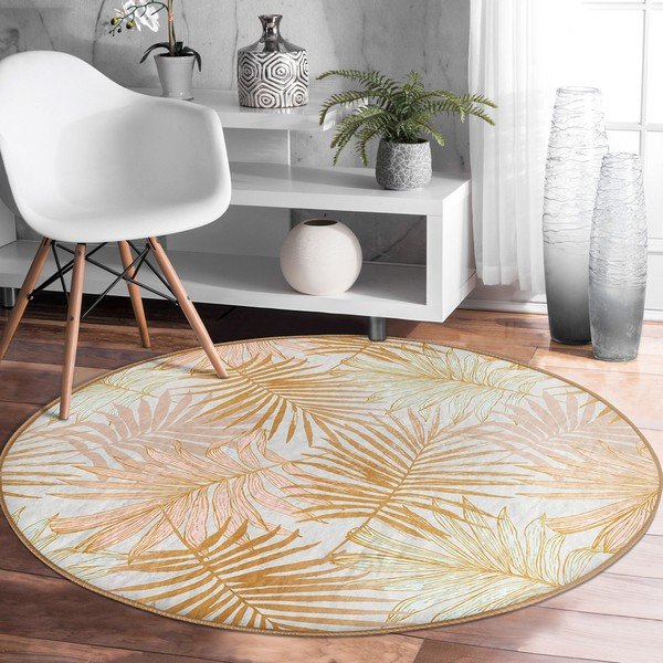 Sárga mosható-robotporszívóval tisztítható kerek szőnyeg ø 80 cm Comfort – Mila Home-image-4