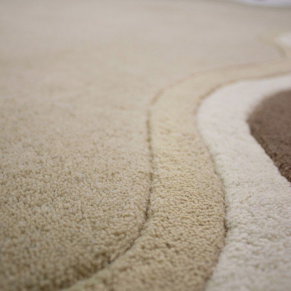 Natúr színű kézi szövésű gyapjú szőnyeg 120x170 cm Leo Scallop – Flair Rugs-image-3