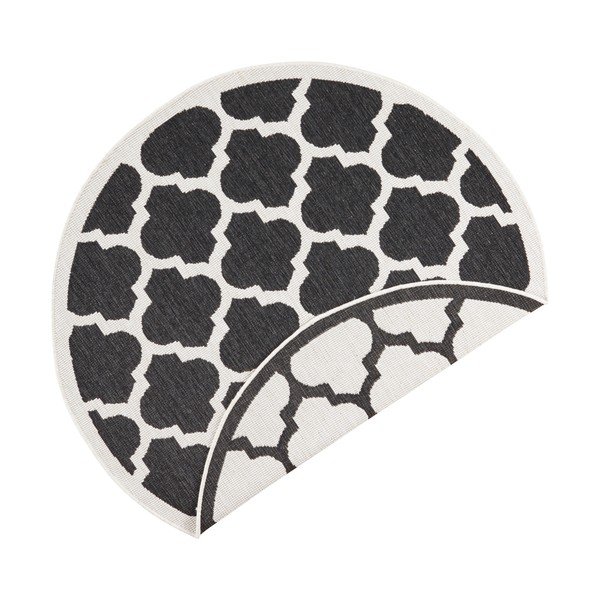 Palermo fekete-krémszínű kültéri szőnyeg, ⌀ 200 cm - NORTHRUGS-image-2