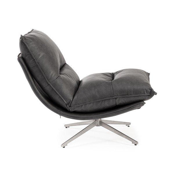 Sötétszürke tárolóhelyes bőrutánzat fotel Alanez – Bizzotto-image-3