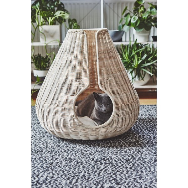 Natúr színű rattan fekhely macskáknak ø 56 cm Perla Natural – MiaCara-image-1