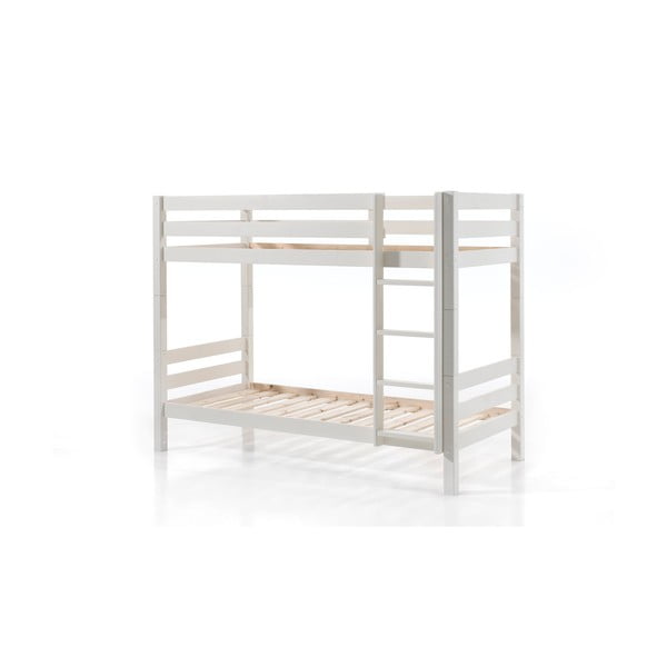 Fehér emeletes-kihúzható pótággyal borovi fenyő ágyneműtartós gyerekágy 90x200 cm PINO – Vipack-image-3