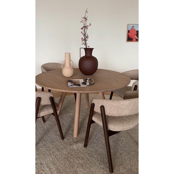 Tölgyfa kerek bővíthető étkezőasztal ø 140 cm Clapperton – Rowico-image-1