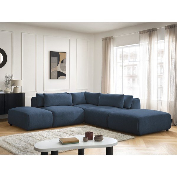 Kék állítható moduláris sarokkanapé Jana – Bobochic Paris-image-4
