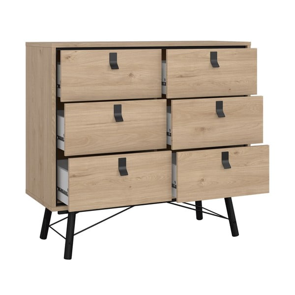 Natúr színű alacsony komód tölgyfa dekorral 102x99 cm Ry – Tvilum-image-4