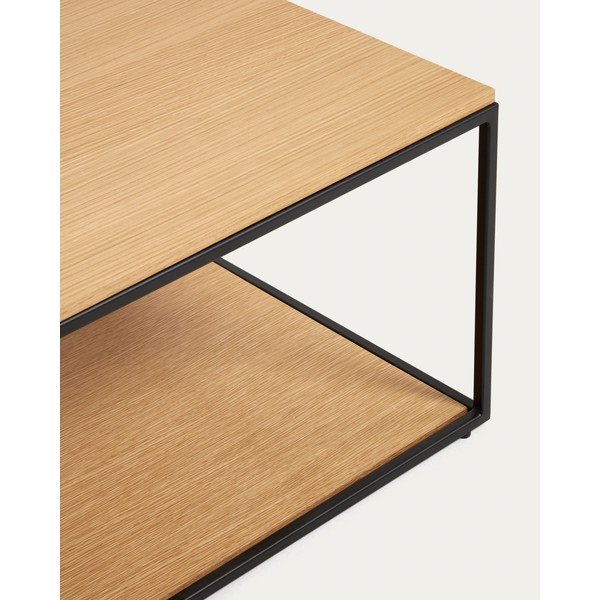 Natúr színű dohányzóasztal tölgyfa dekoros asztallappal 60x110 cm Yoana – Kave Home-image-3